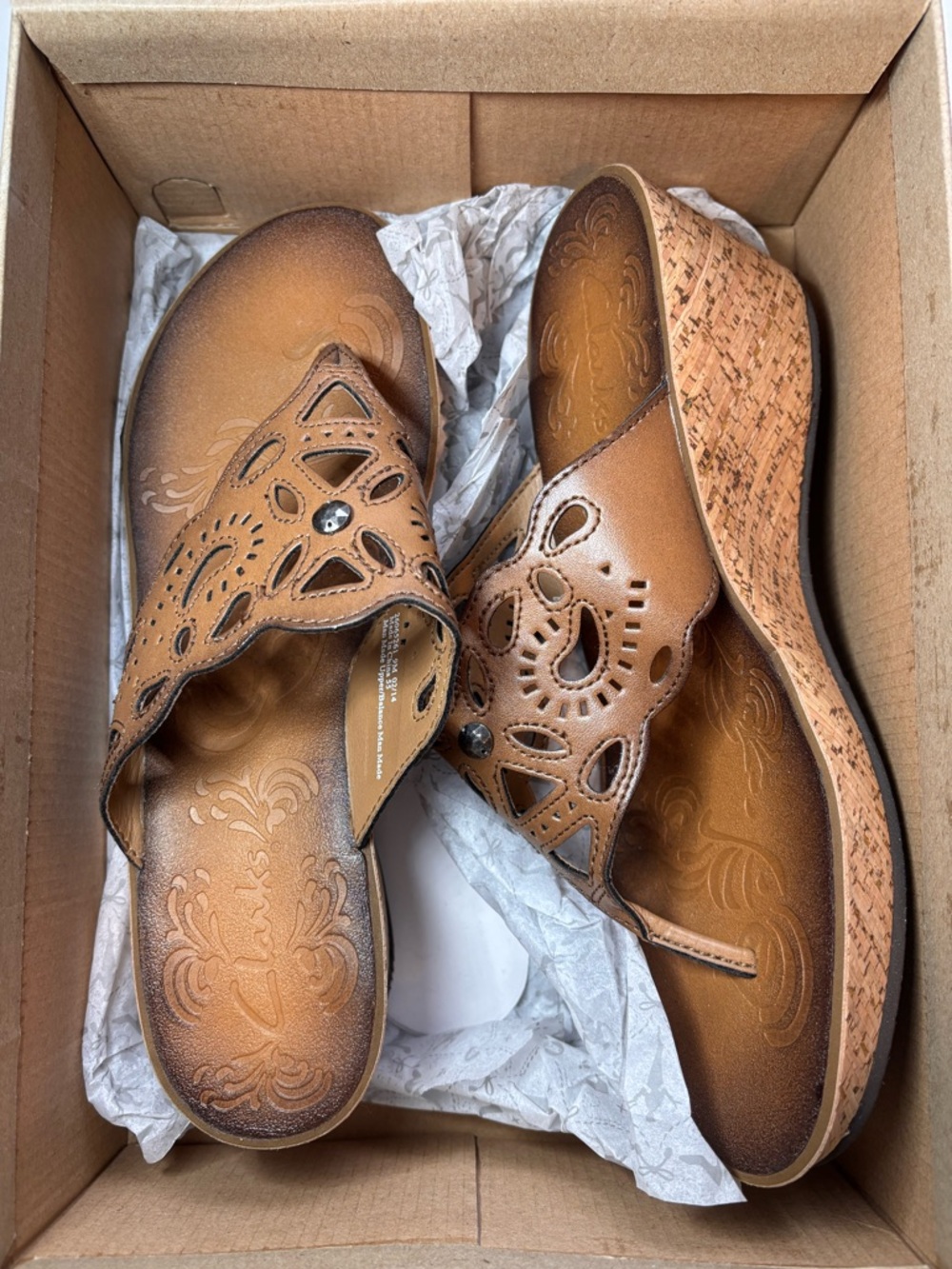 Clarks Brown  Cork Wedge Platform Sandal US size 9